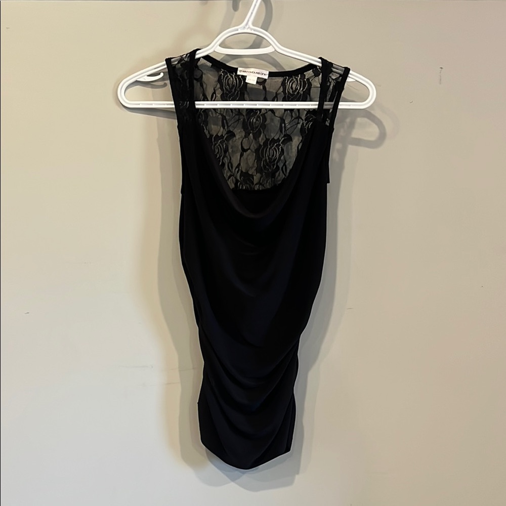 Warehouse Black Lace Tank Top